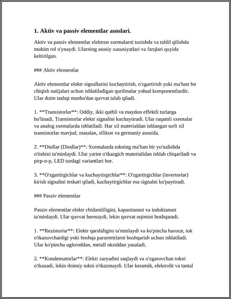 ELEKTR ZANJIRNING AKTIV VA PASSIY ELEMENTLARI 4
