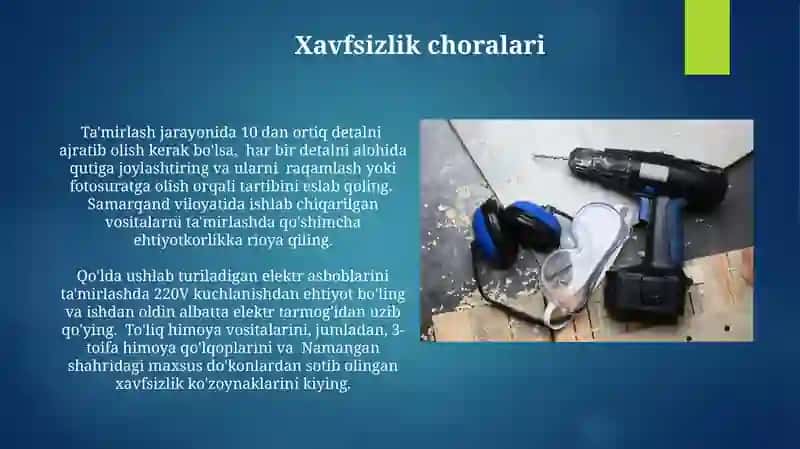 Qo‘l elektr asboblarini tuzatish ishlari 4
