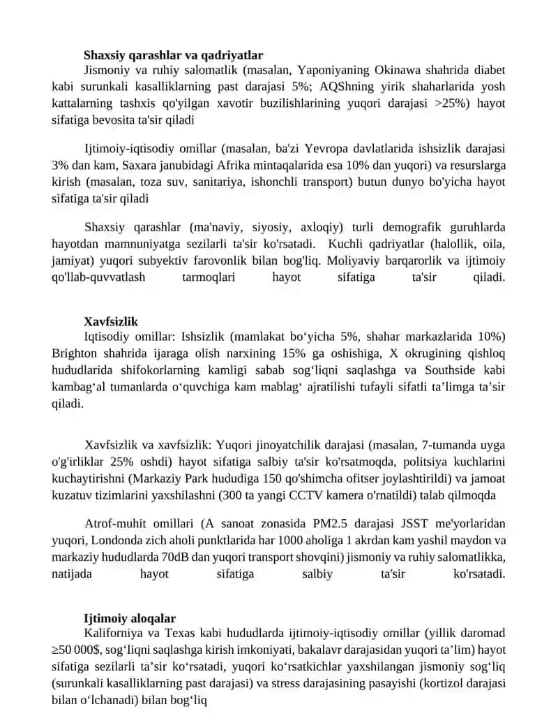 Turmush darajasiga tasir etuvchi omillar 4