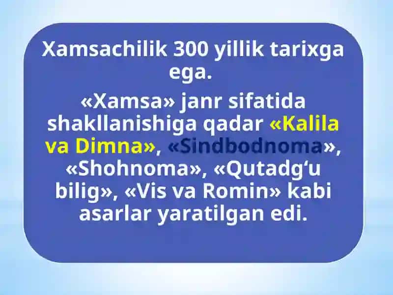 Xamsanavislik an’anasi va Alisher Navoiy “Xamsa”si 4