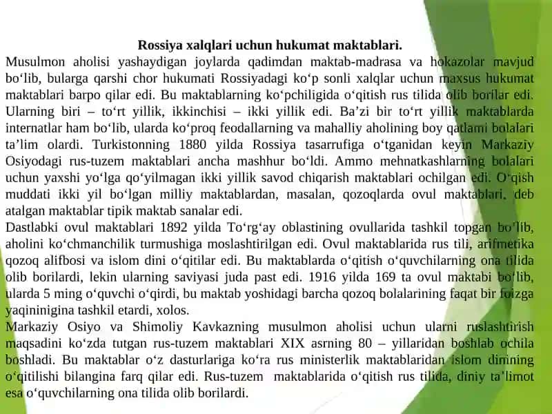 Rus maktablarining ochilishi Turkistonda 4