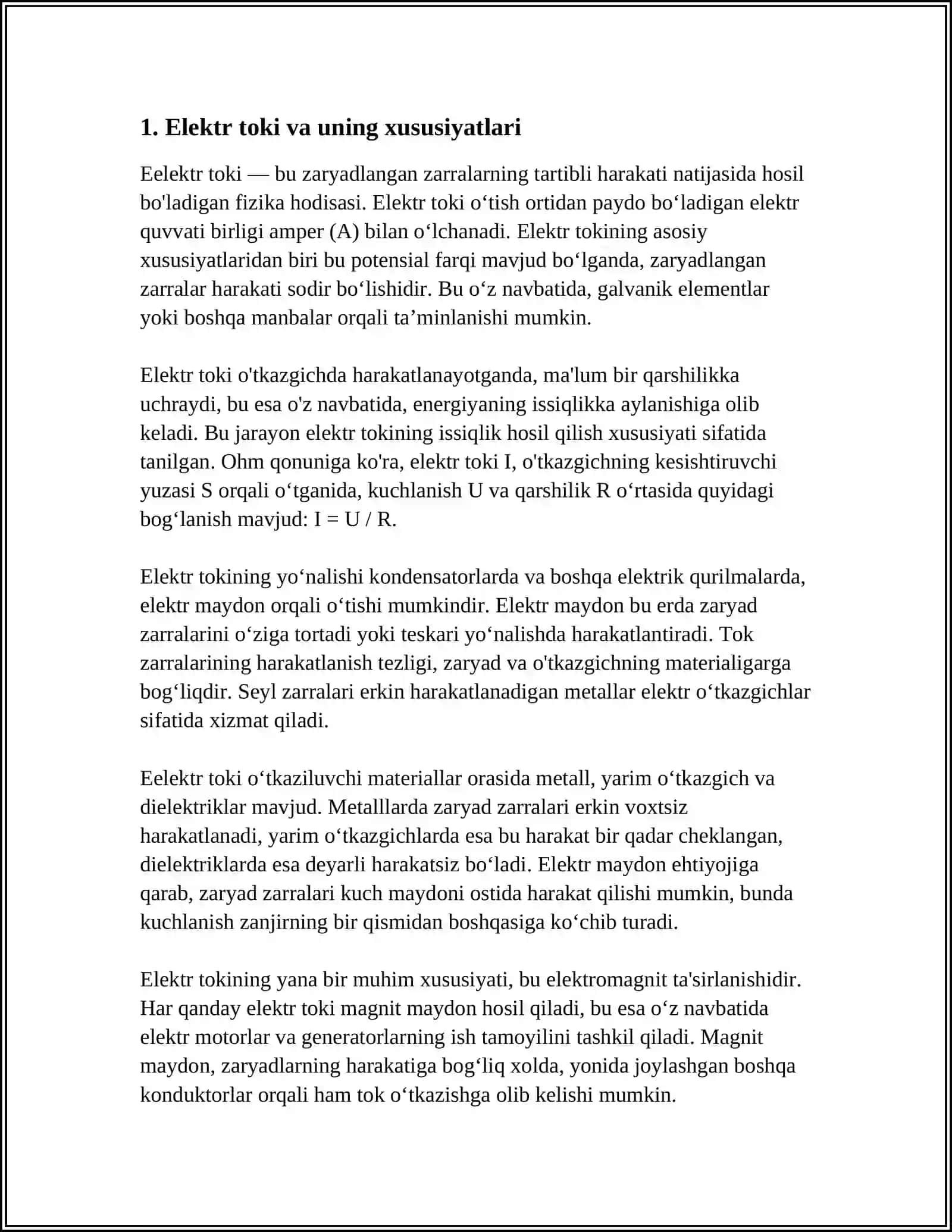 ELEKTROTEXNIKANING ASOSIY TUSHUNCHALARI 4