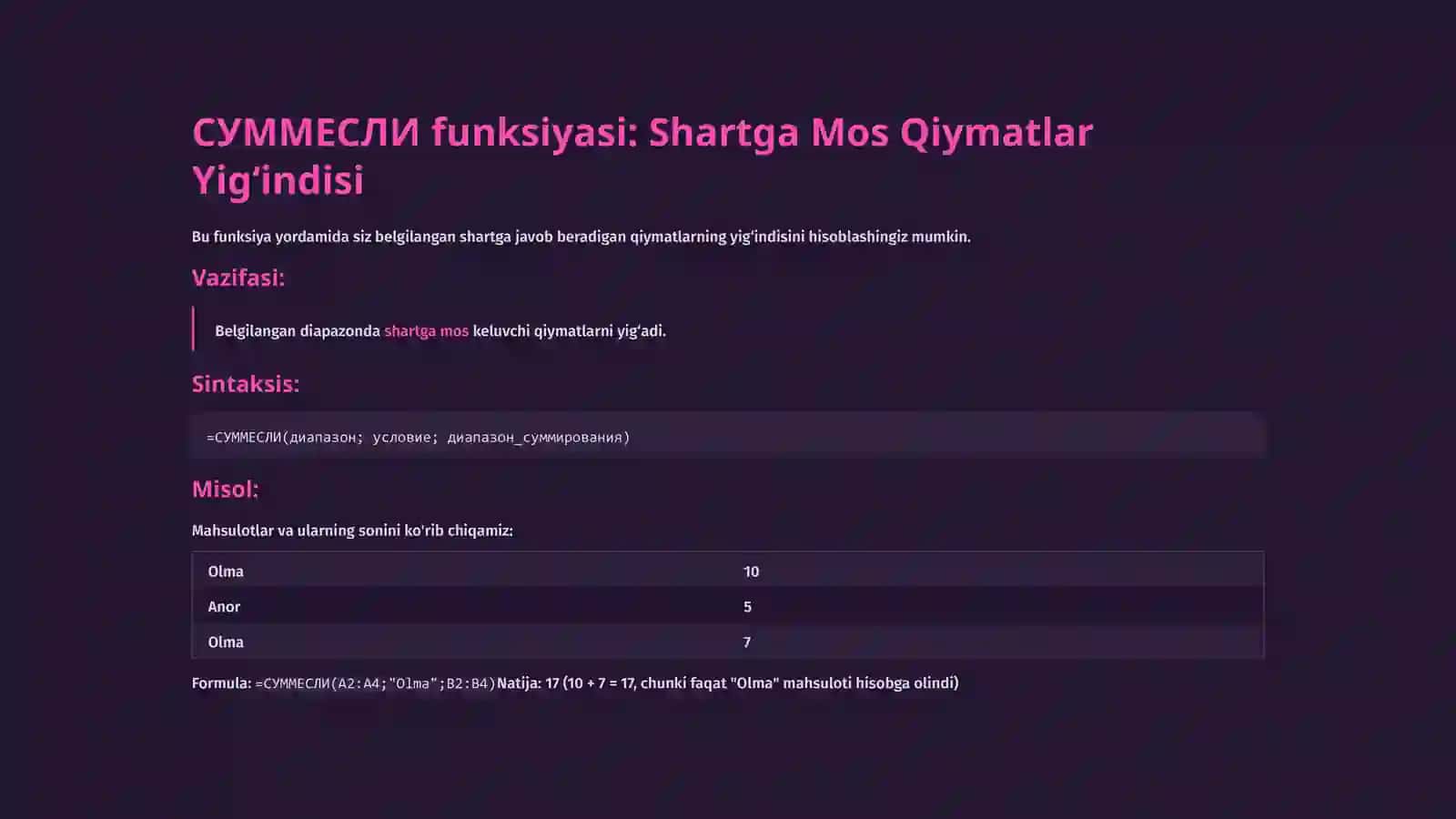 Shartli Statistik Funksiyalar va Ma’lumotlarni Tekshirish 4