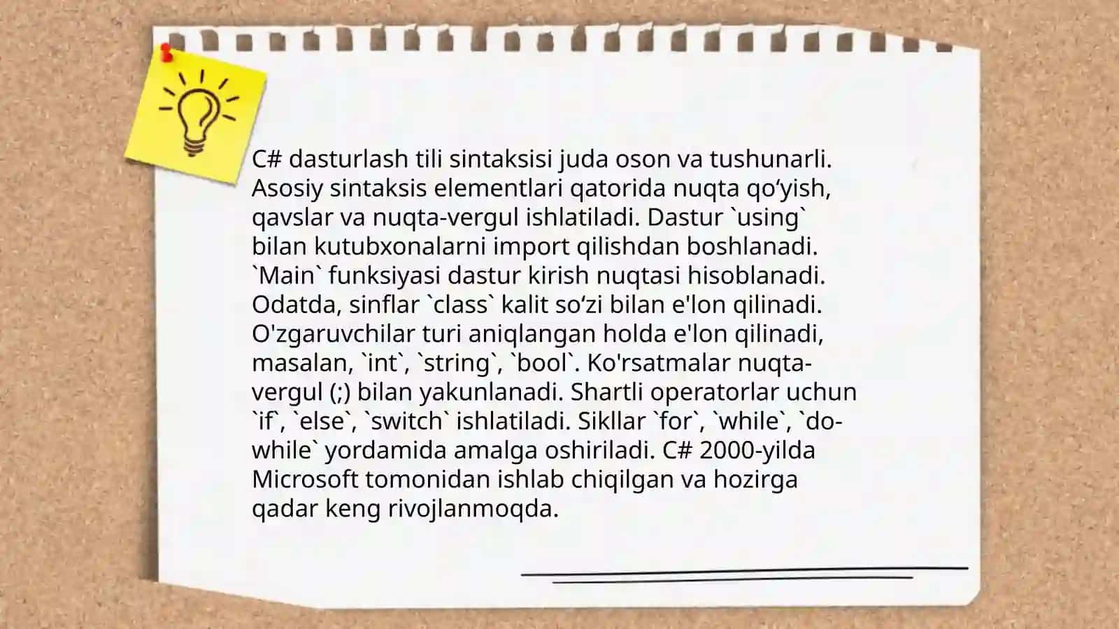 C# dasturlash tili muhiti va unda ishlash 4