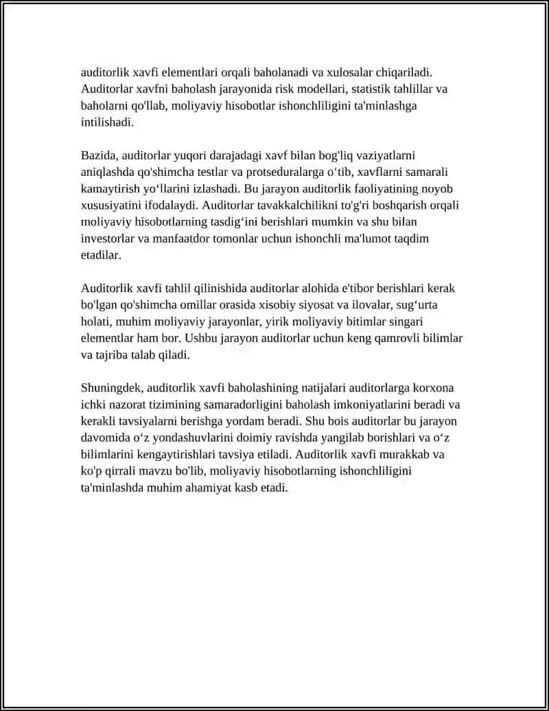 AUDITORLIK RISKI VA UNI BAHOLASH MODELLARI 4