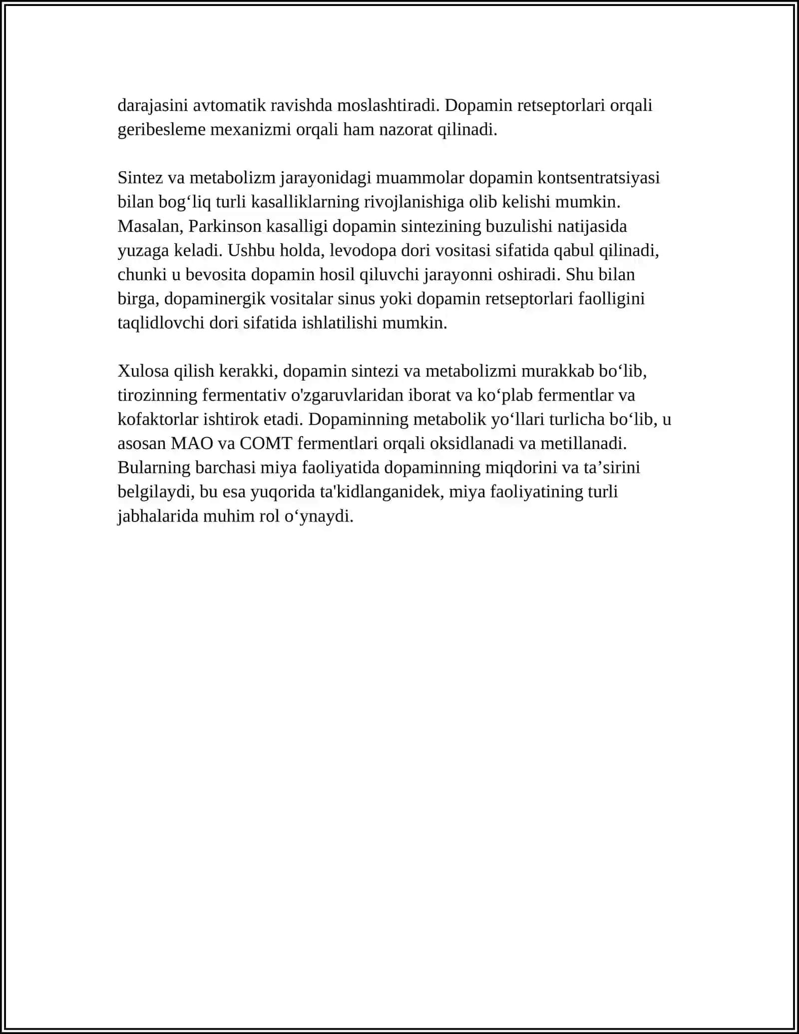 DOFAMIN VA DOFAMINERGIK VOSIYTALAR. SEROTONIN VA SERATONIRGEK VOSIYTALAR 4