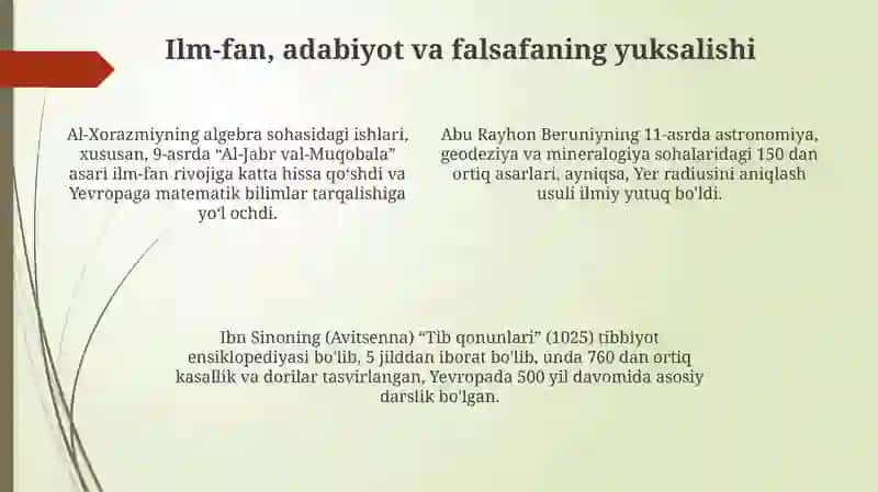 IX-XII asrlardagi madaniy yuksalish omillari (Renessans) 4