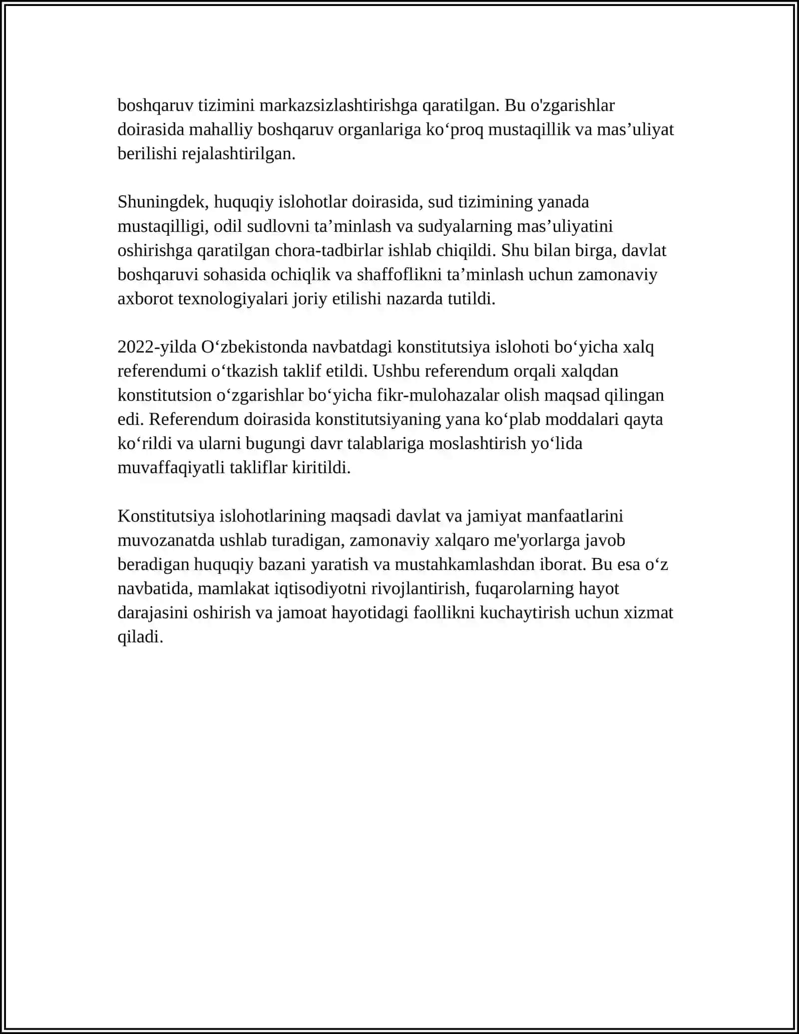 Oʻzbekiston Respublikasi Konstitutsiyasi islohoti 4