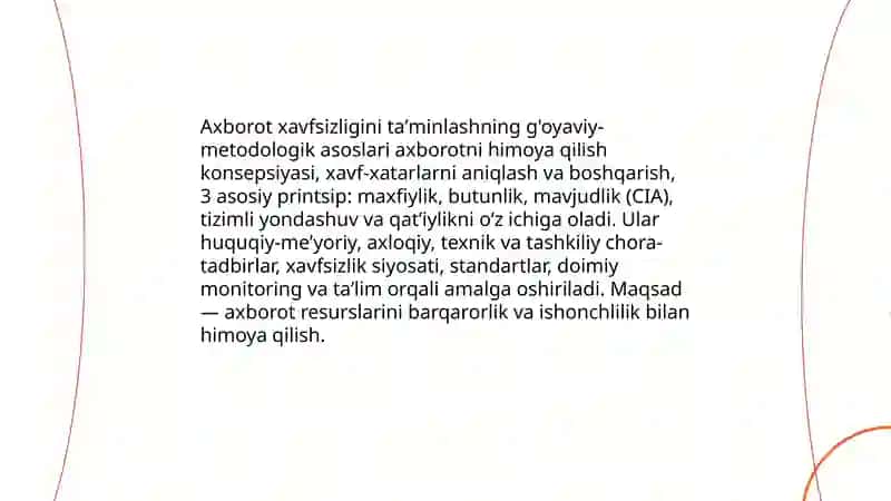 Axborot xavfsizligini taʼminlashning g'oyaviy nazariy asoslari 4