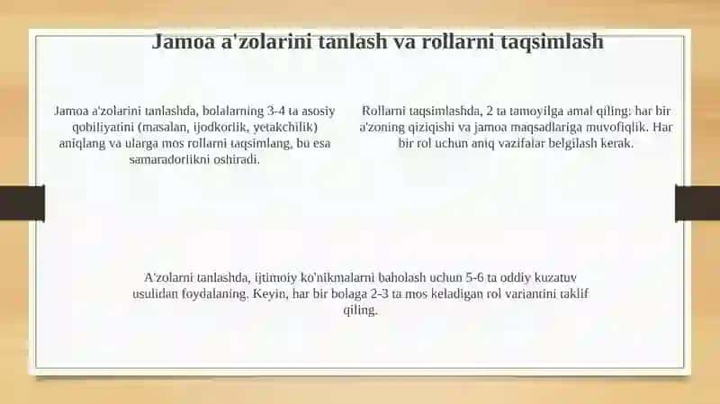 Jamoa tuzishning asoslari 4