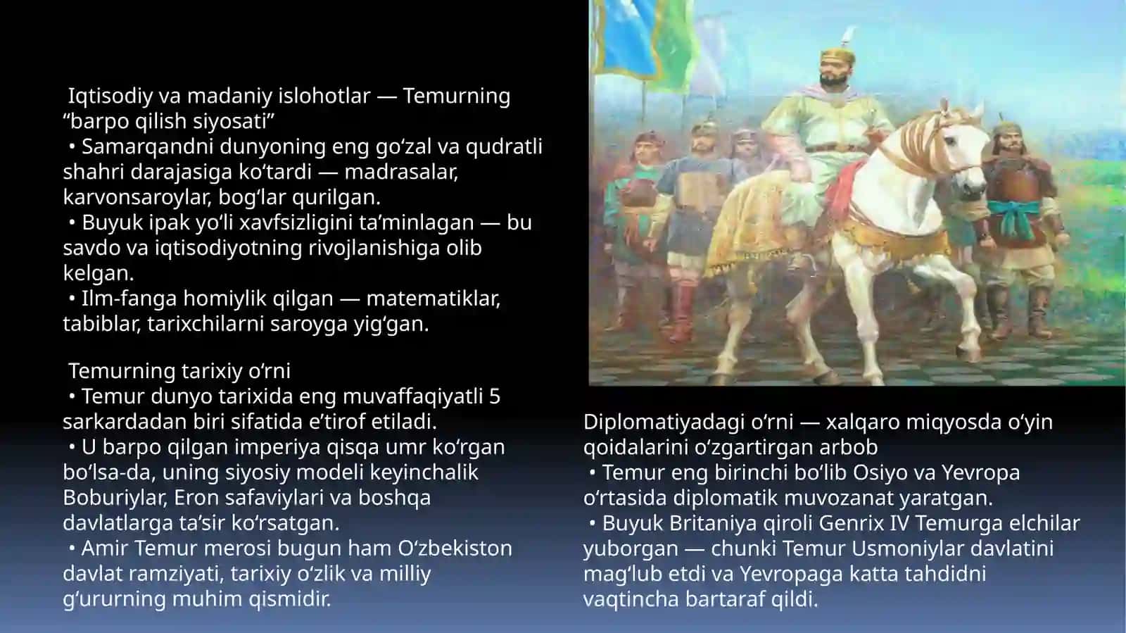 Amir-Temur buyuk davlat arbobi O'zbekistonning eng yangi tarix fanidan mustaqil ishi 4