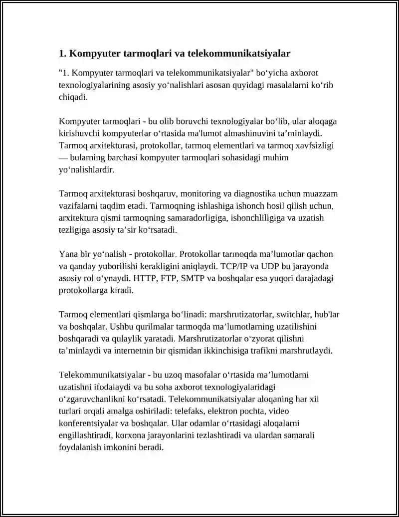 AXBOROT TEXNOLOGIYALARINING ASOSIY YOʻNALISHLARI 4