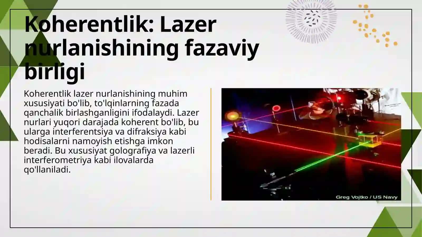 Lazer nurlanishi xarakteristikalari va ularni oʼlchash metodlari 4