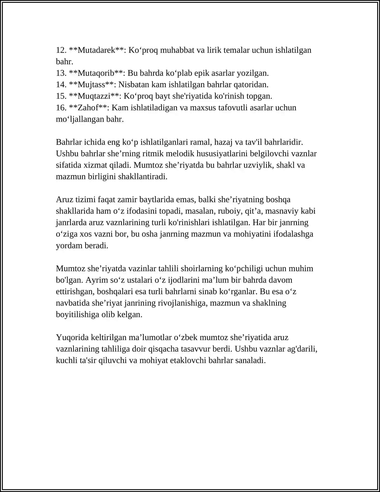 Ramal Baxrining Musamman Vazinlar Tahlili (Mumtoz Ijodkor She'rlari Asosida) 4