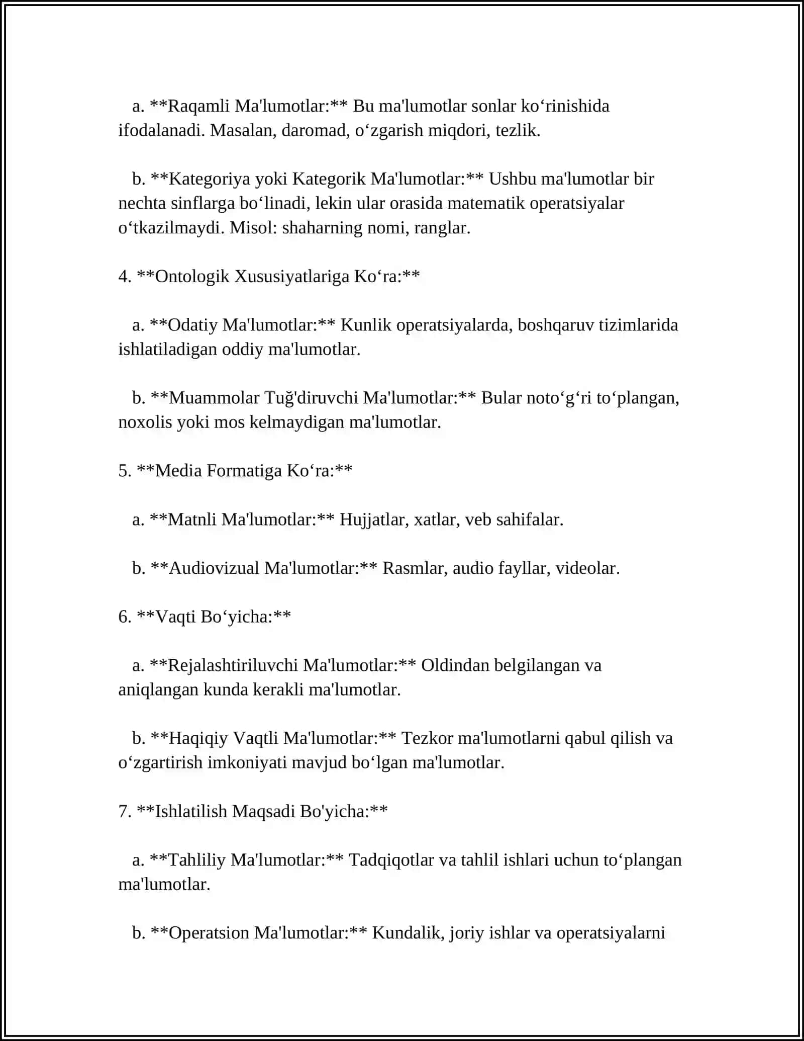 DASTURLASHDA MAʼLUMOT TURLARI VA ULARDAN FOYDALANISH 4