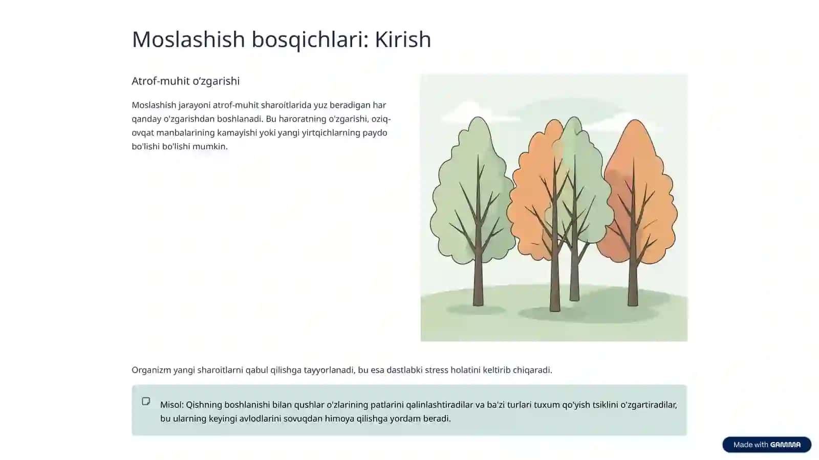 Organizmning moslashishi va uning bosqichlari 4