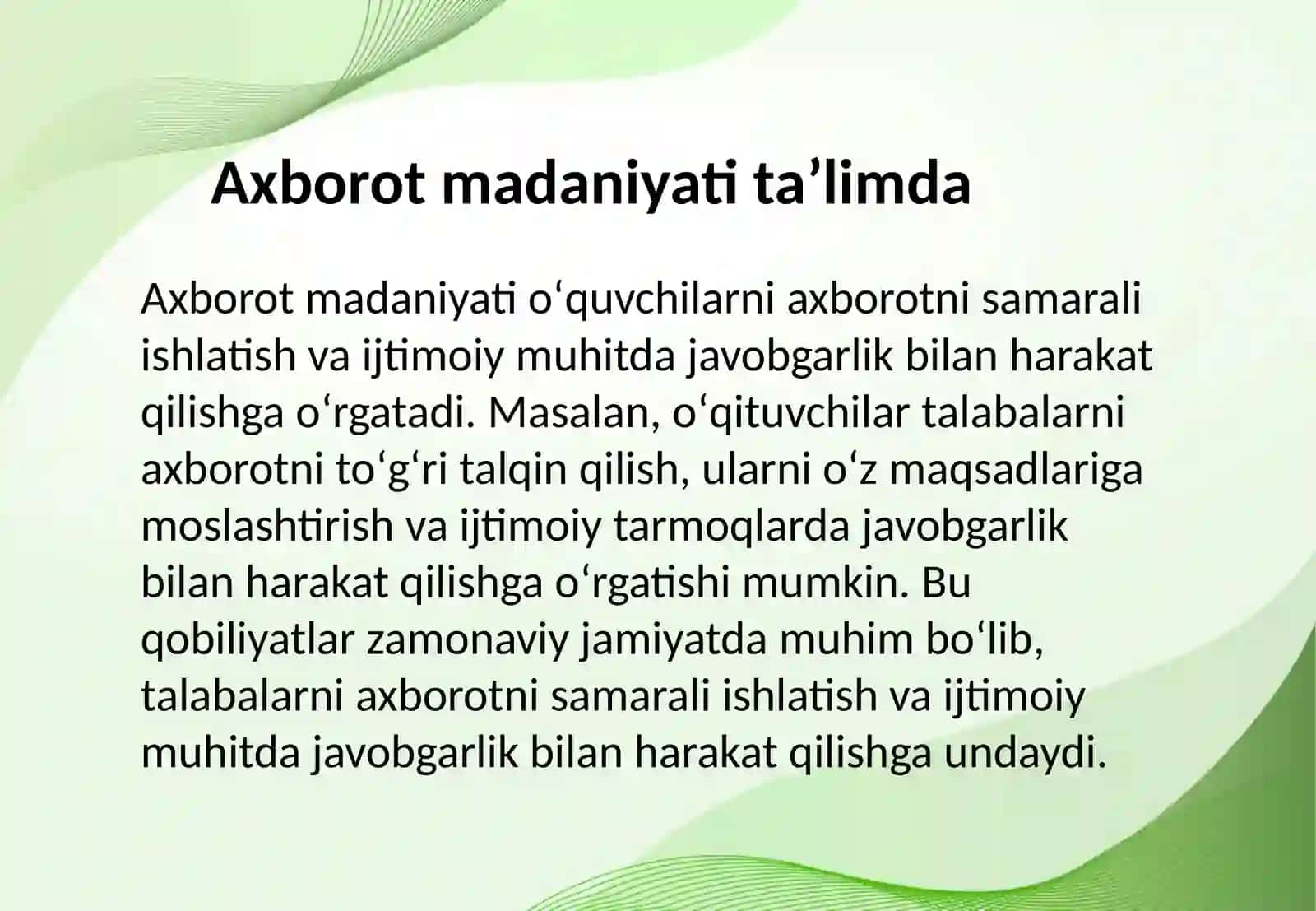 Pedagogik talim tizimida mediasavodxonlik va axborot madaniyati 4