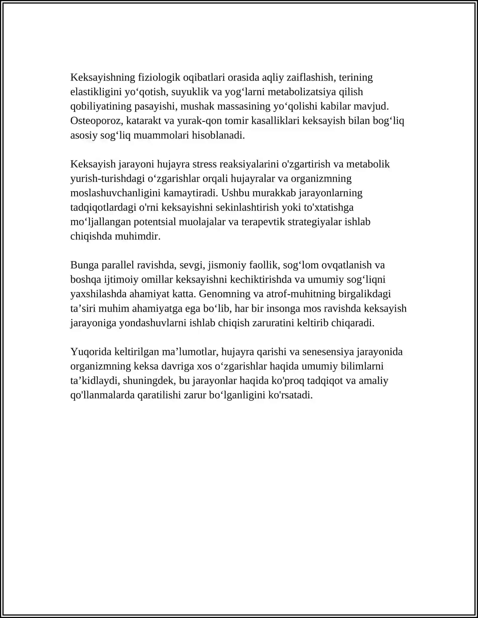 ORGANIZMNI KEKSAYGAN DAVRIGA XOS OʻZGARISHLAR 4