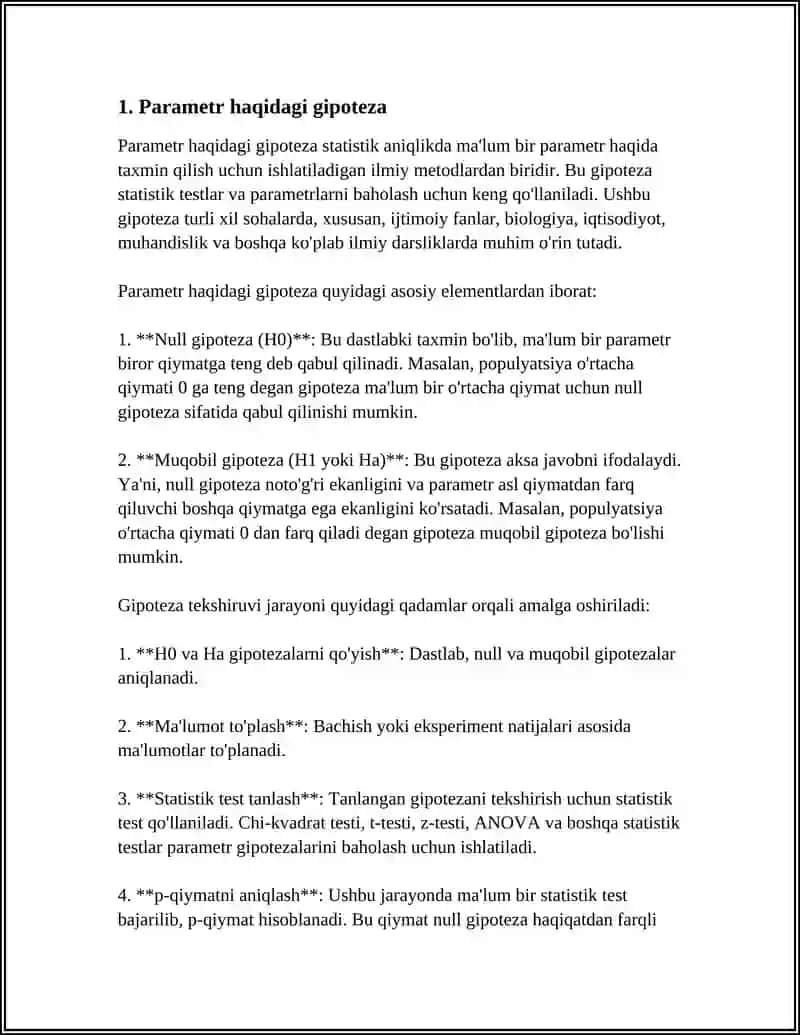 STATISTIK GIPOTEZALARNING KO'RINISHI 4