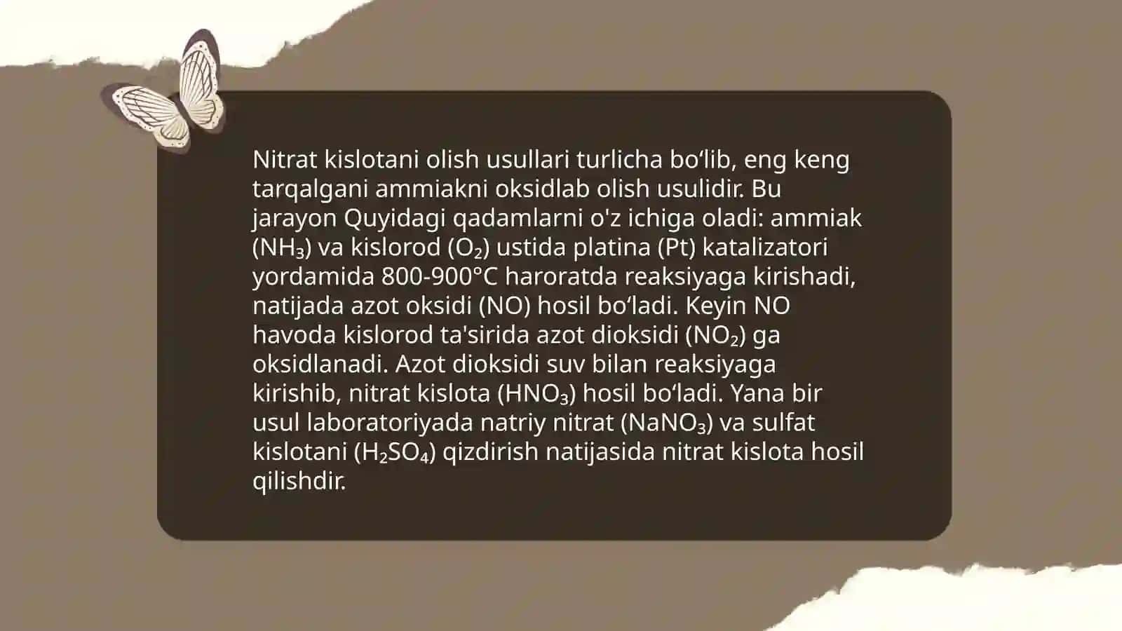 Nitrat kislota.Olinishi, ishlatilishi, fizik va kimyoviy xossalari 4