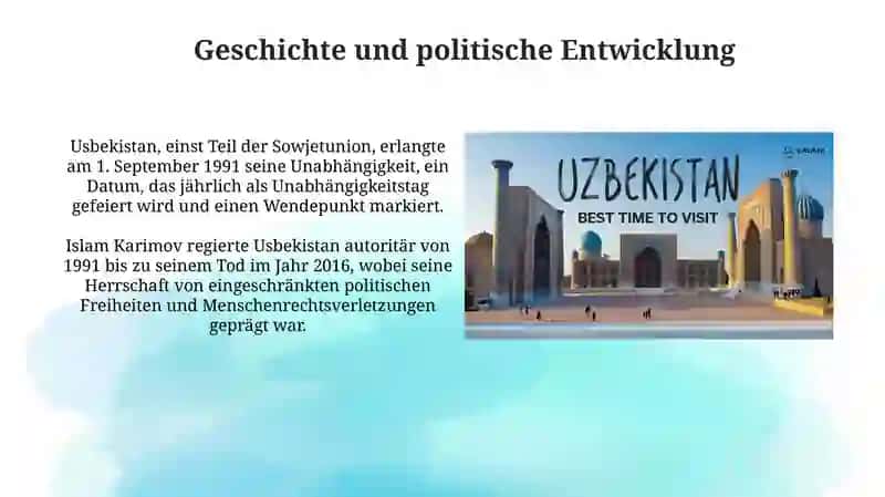 Überblick über Usbekistan: Geschichte, Geographie und Bevölkerung 4