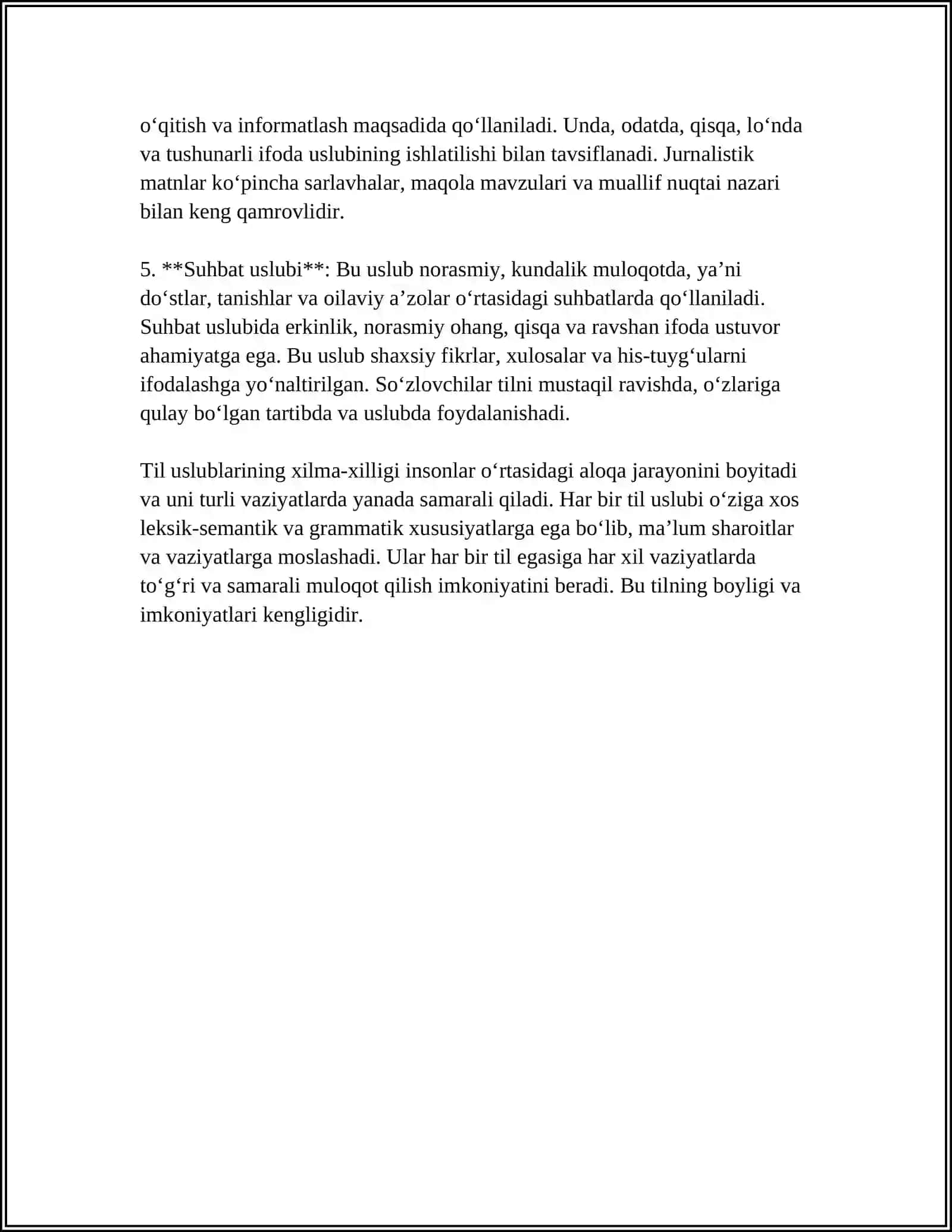 TIL USLUBLARINING XUSUSIYATLARI 4