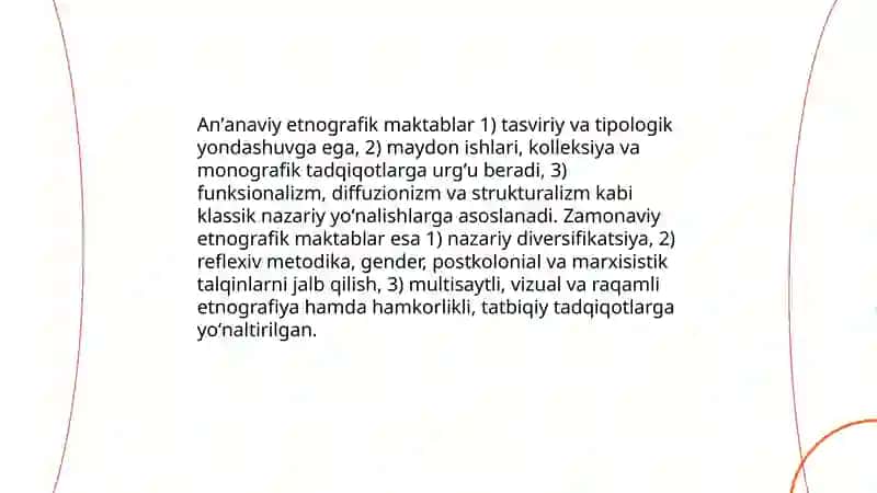 Etnalogiyanig asosiy yoʻnalishi va maktablari 4