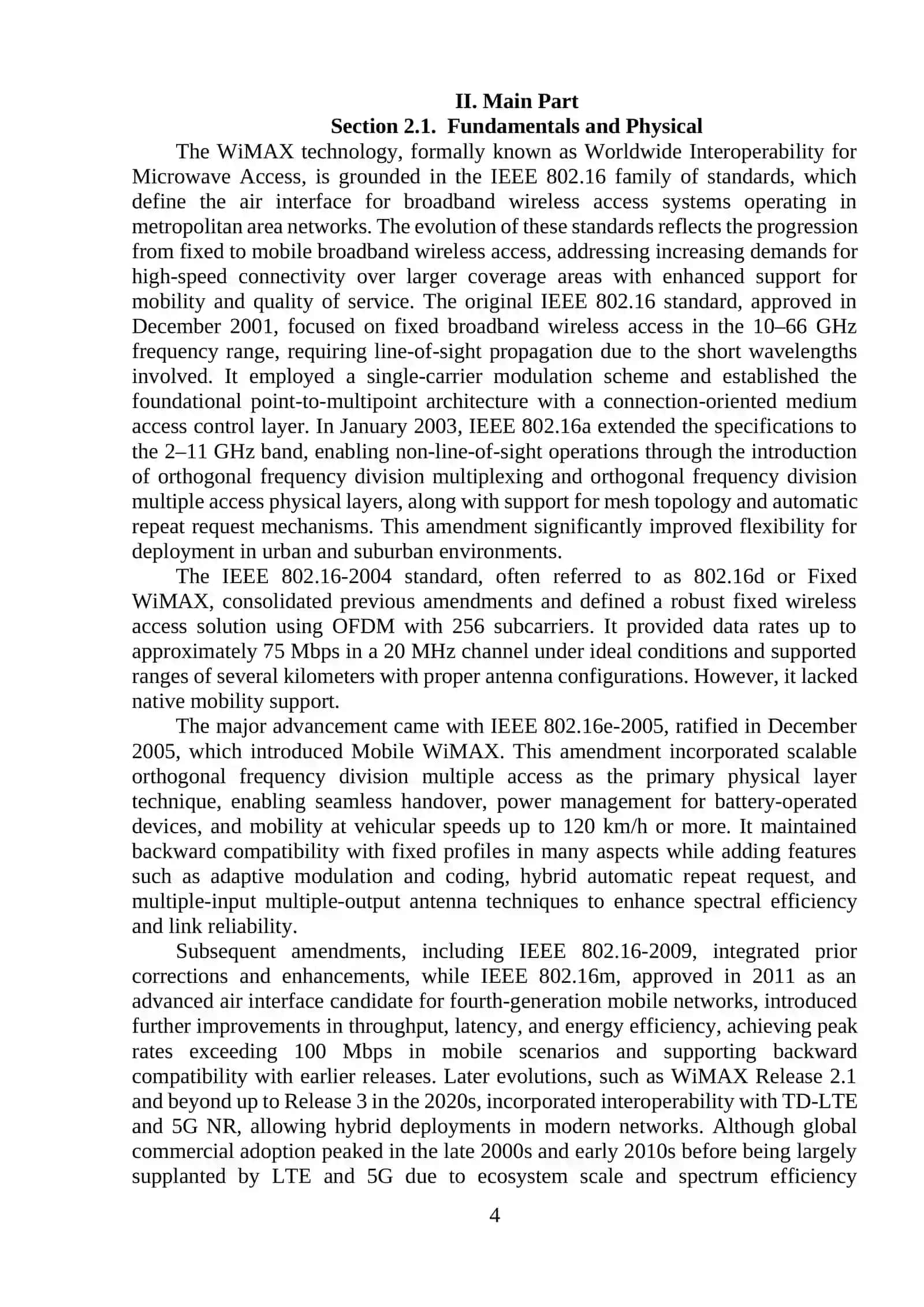 Organization of a wireless communication network using Wi-MAX wireless technologies 4