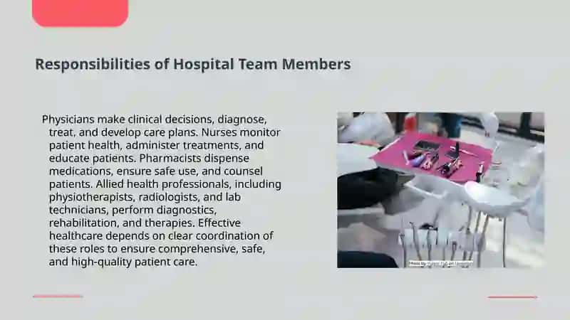 Explore the roles in a hospital team 4