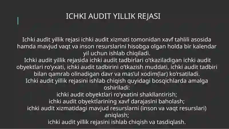 ICHKI AUDIT TADBIRINI O’TKAZISH TARTIBI 4