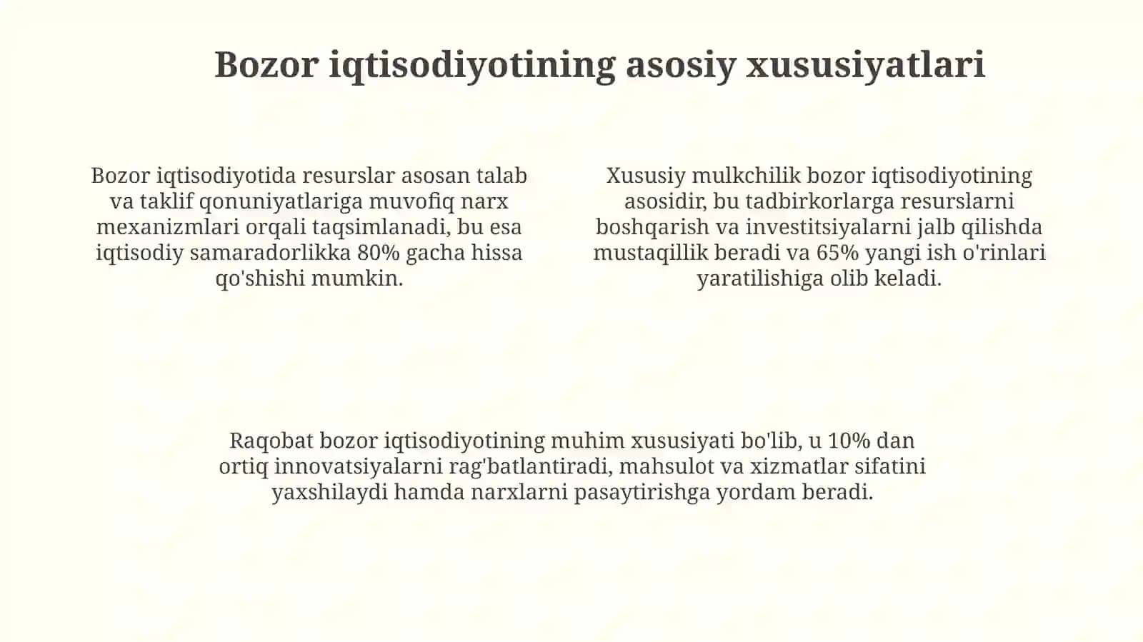 Bozor iqtisodiyotining belgilari 4