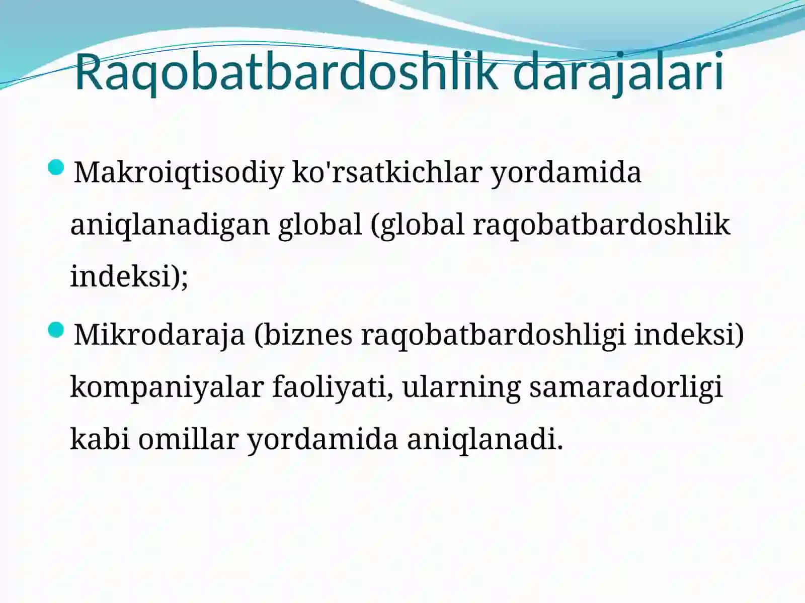 Raqobatbardoshlik tushunchasi 4