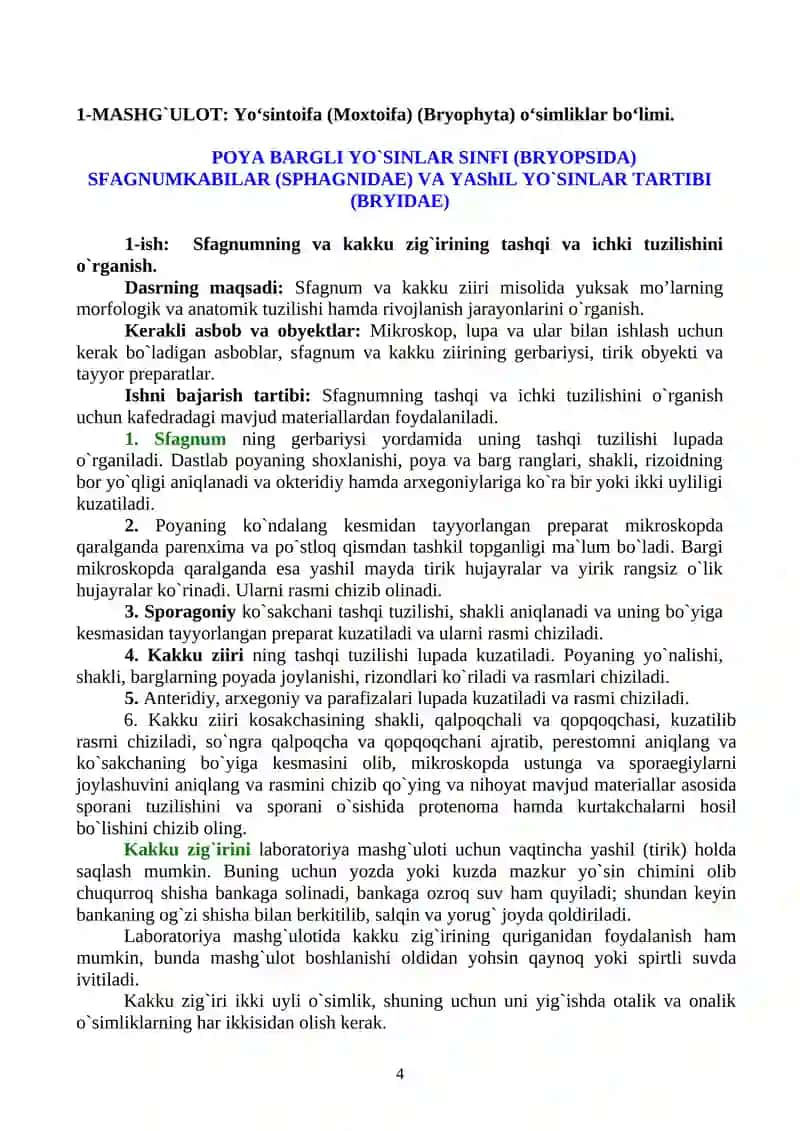 LABORATORIYA MASHG’ULOTLARI ISHLANMASI 4