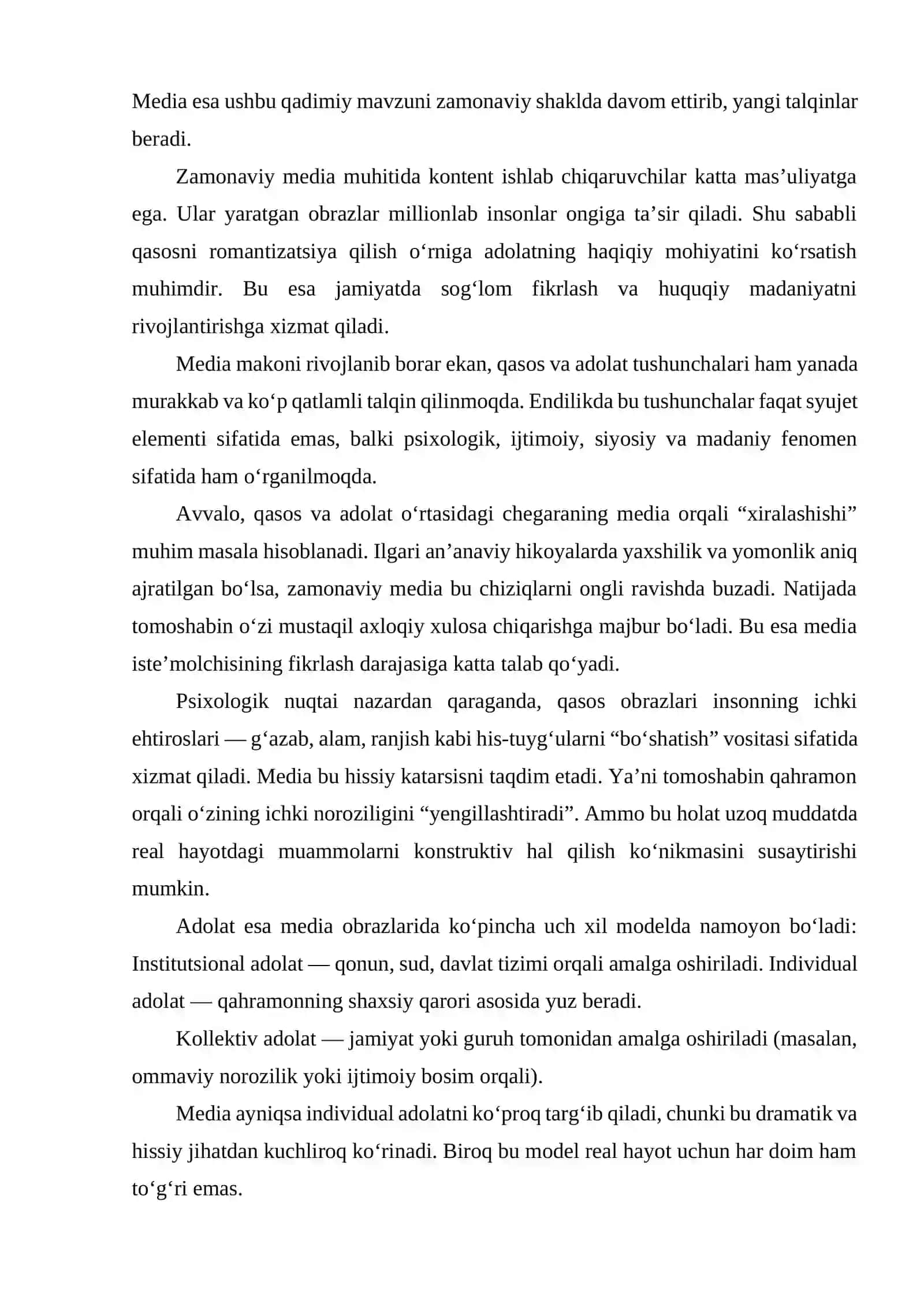 MEDIA OBRAZIDA QASOS VA ADOLAT TUSHUNCHASI. 4