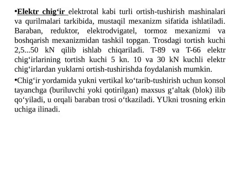 Dvigatelli ortish-tushirish mexanizmlari va qurilmalari 4