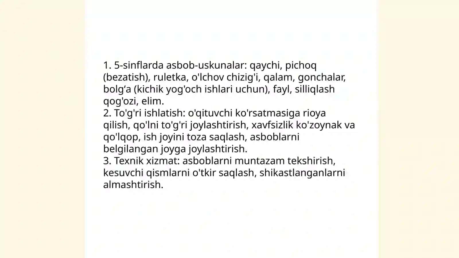 Texnologiya fanining mazmuni 4