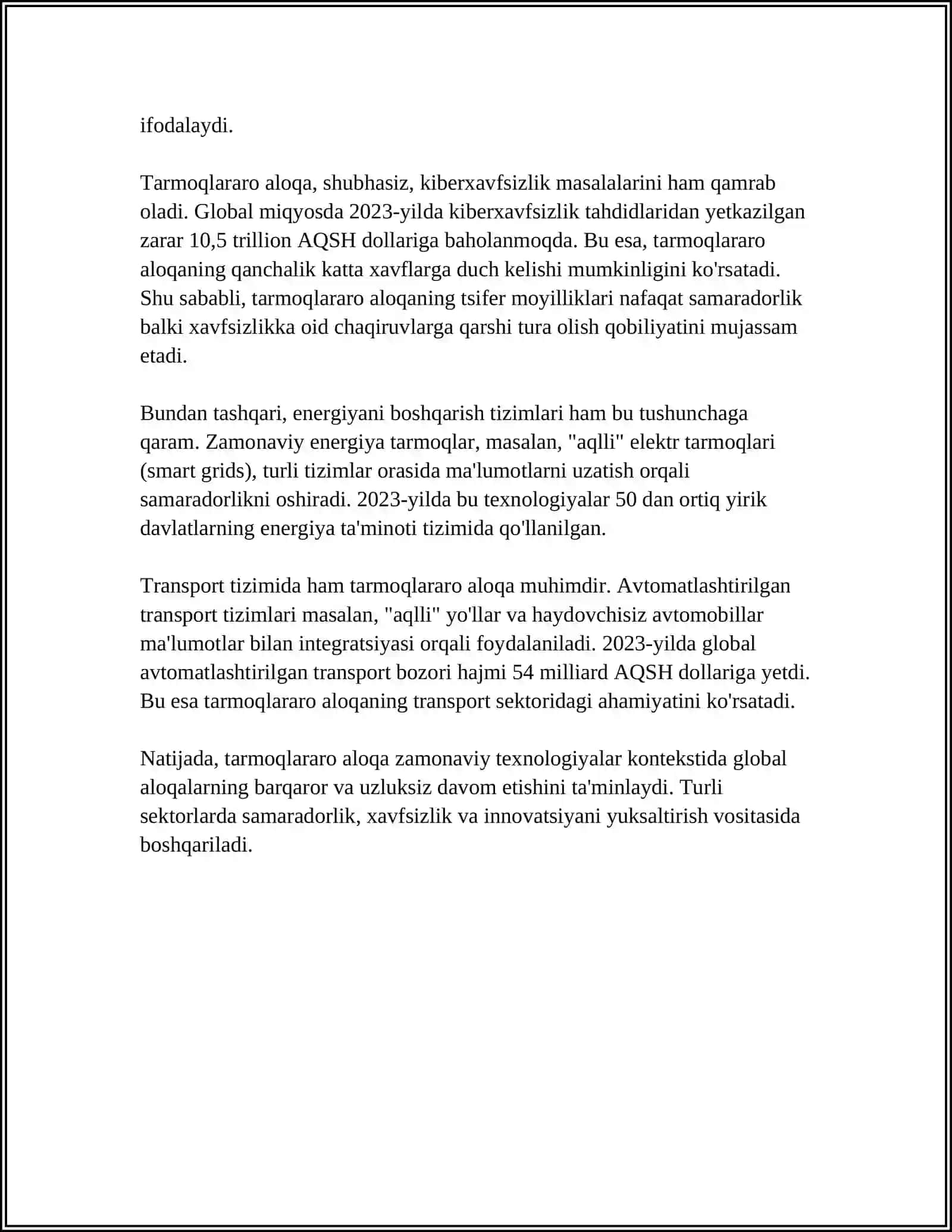 TARMOQLARARO ALOQA QILISH PRINSIPLARI 4