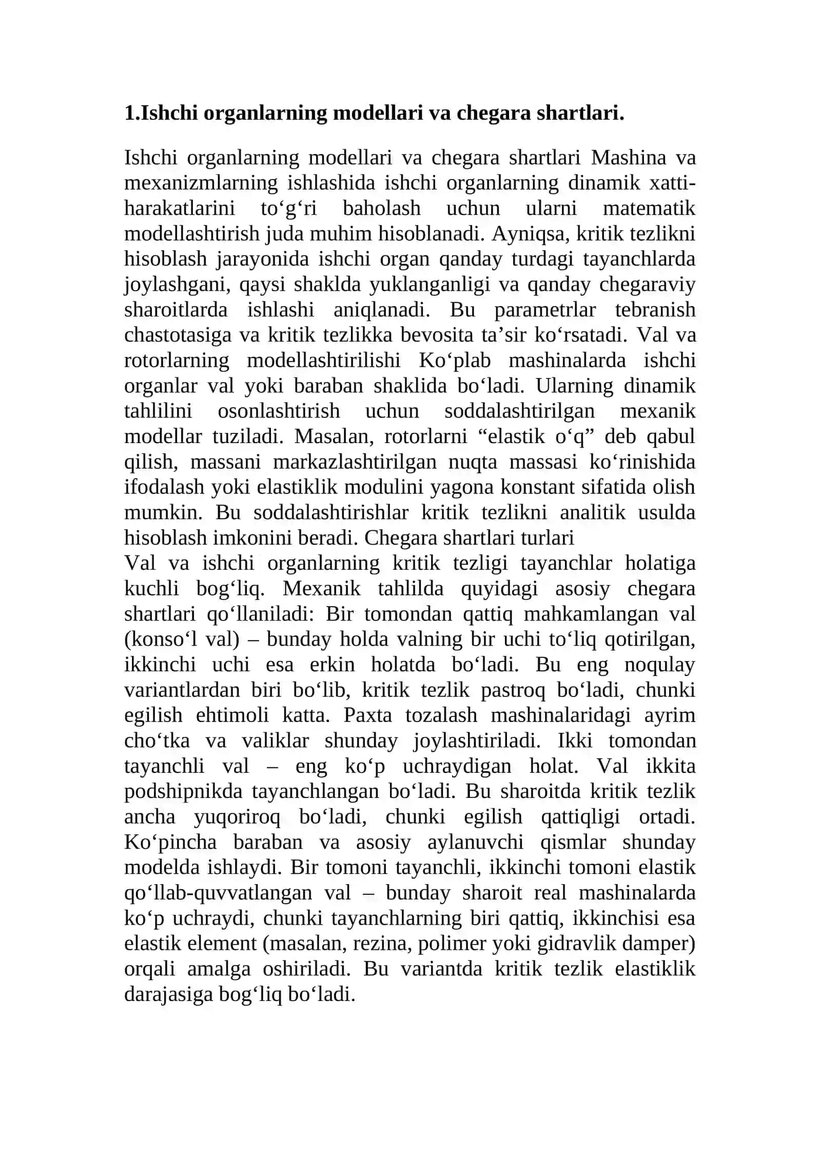 Mashinalarni ishchi organlarinining kritik tezligini hisoblash 4