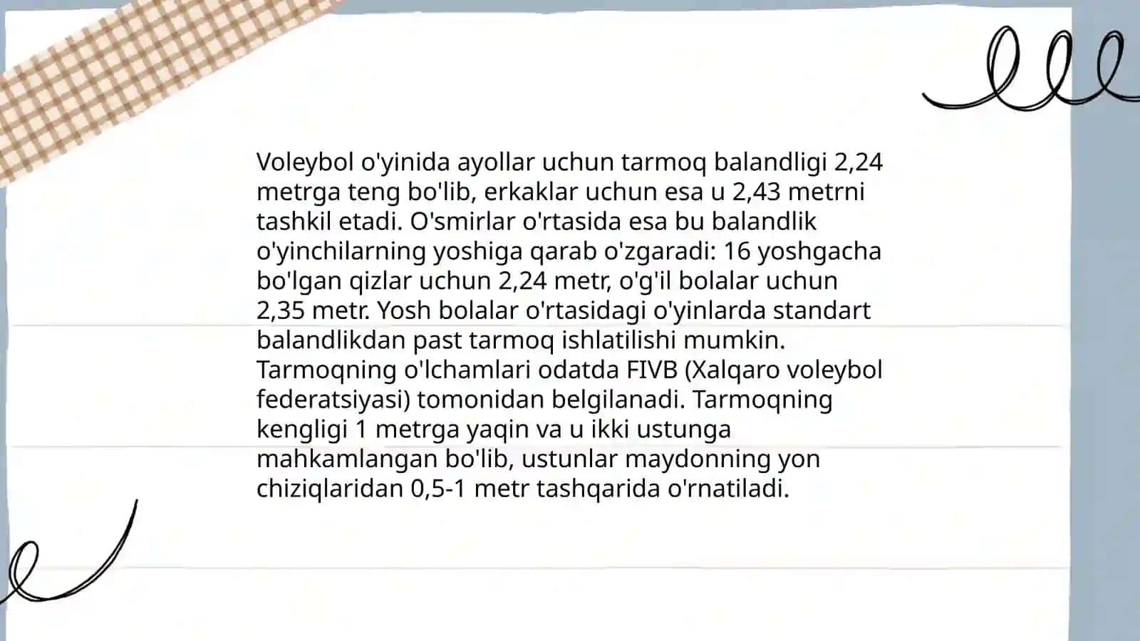 Voleybol o’yin qoidalari va o’lchamlari 4