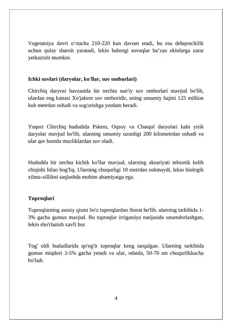 Yuqori chirchik geografyasi 4