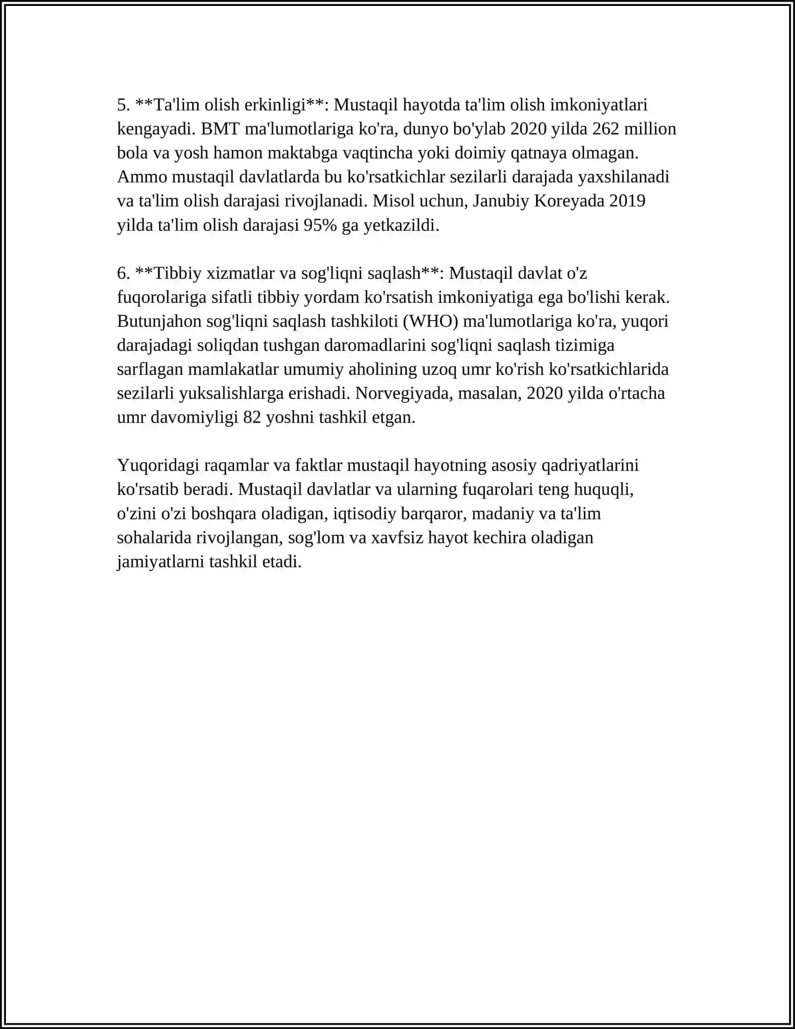 MUSTAQIL HAYOT 4