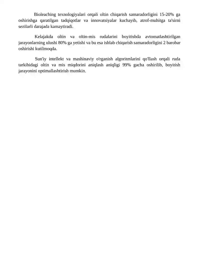 Oltin-margimushli va Oltin-misli rudalarni boyitish 4