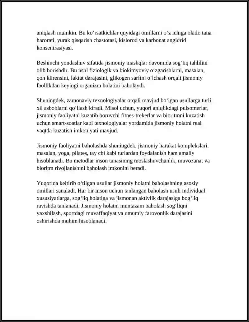 JISMONIY HOLATNI BAHOLASH 4