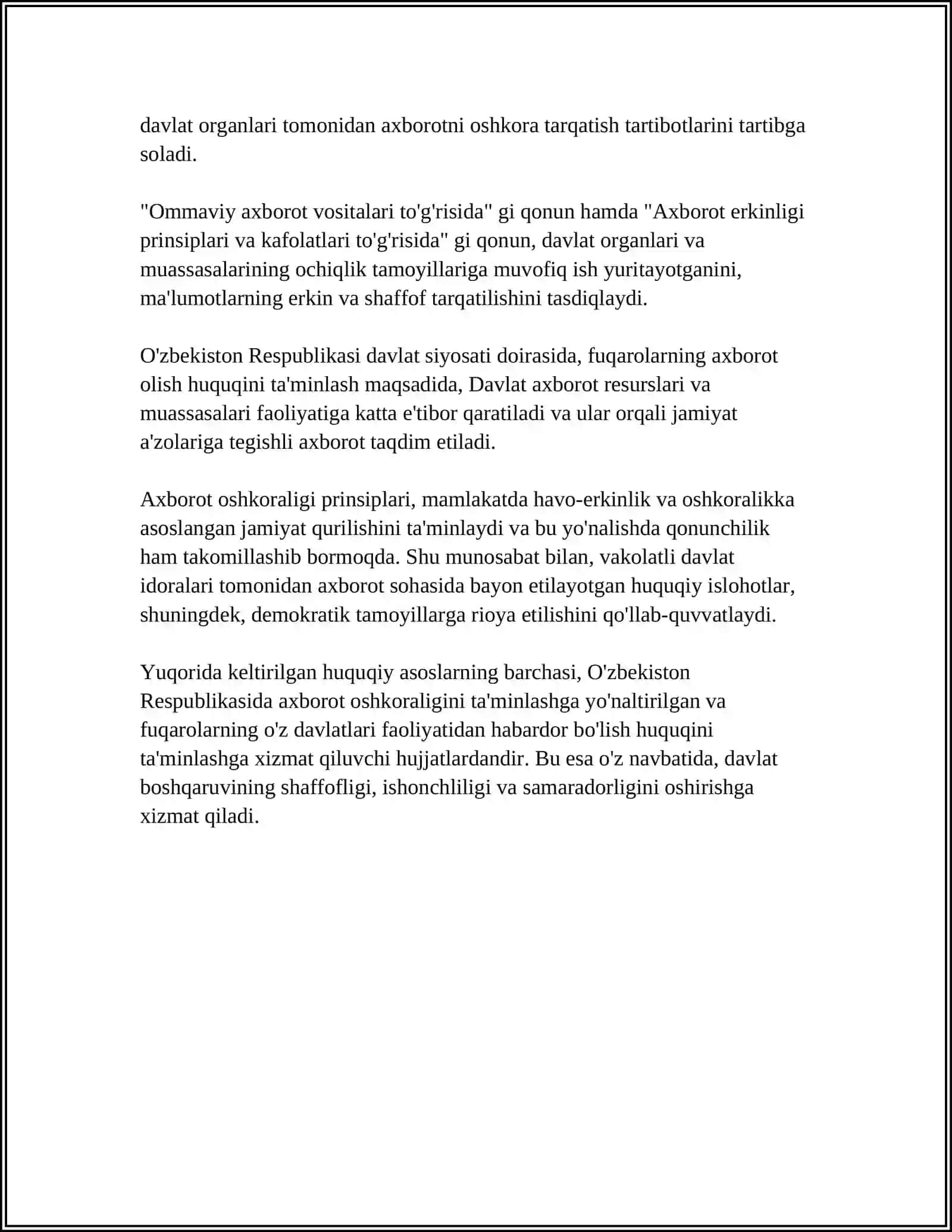 AXBOROTLARNI OSHKORA QILISH VA UNING MOHIYATI 4