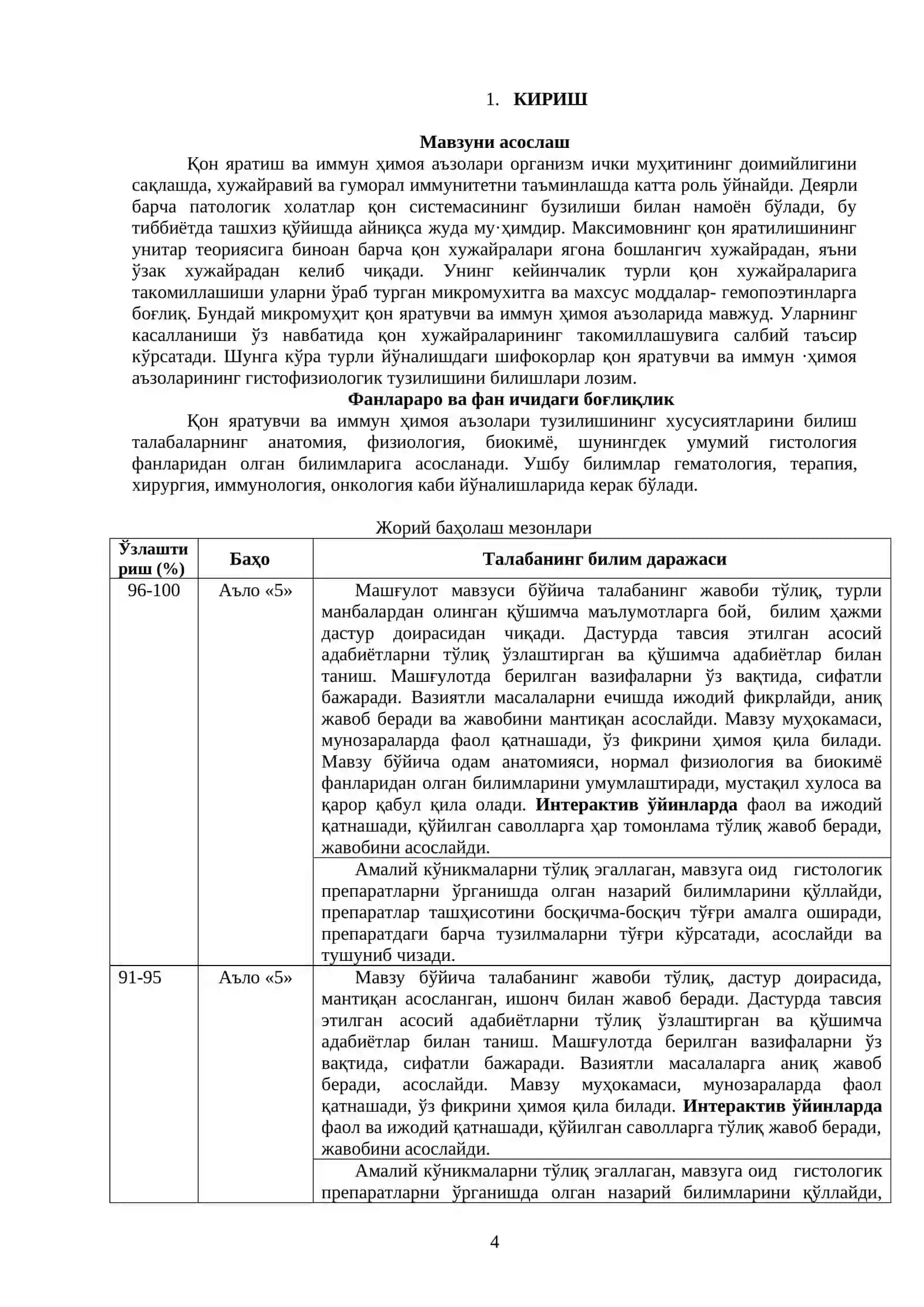 МАВЗУ: МАРКАЗИЙ ҚОН ЯРАТУВЧИ ВА ИММУН-ҲИМОЯ АЪЗОЛАРИ 4