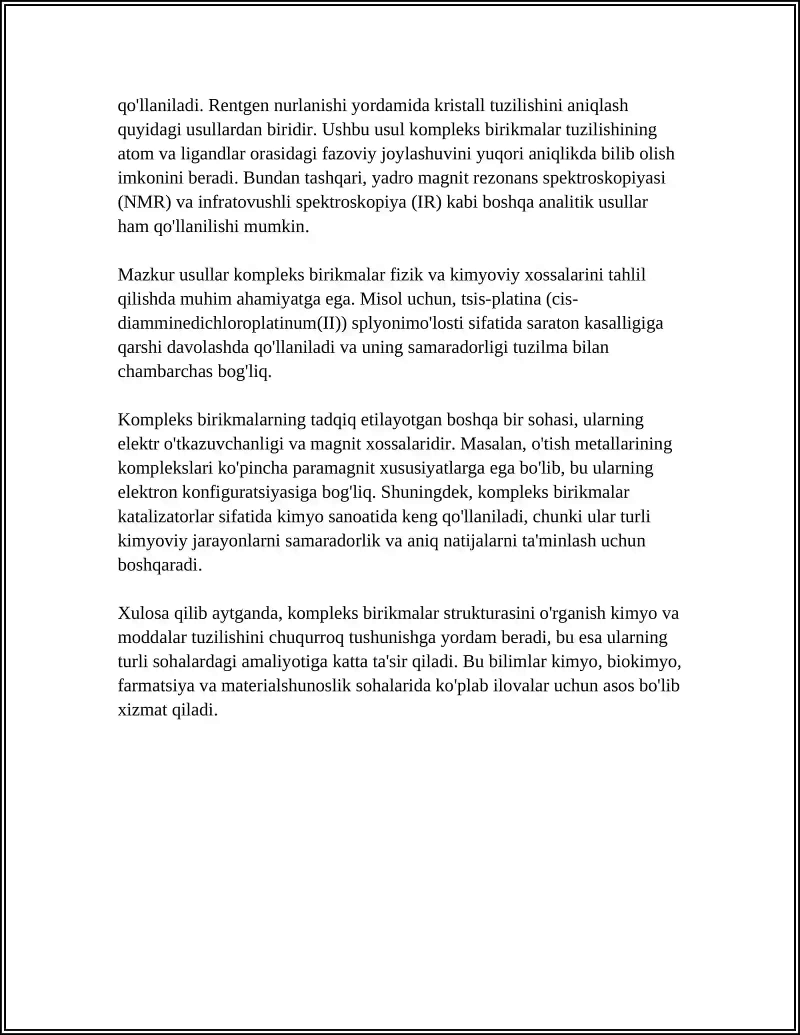 BIOKOMPLEKS BIRIKMLAR. KOMPLEKSONOMETRIYA 4