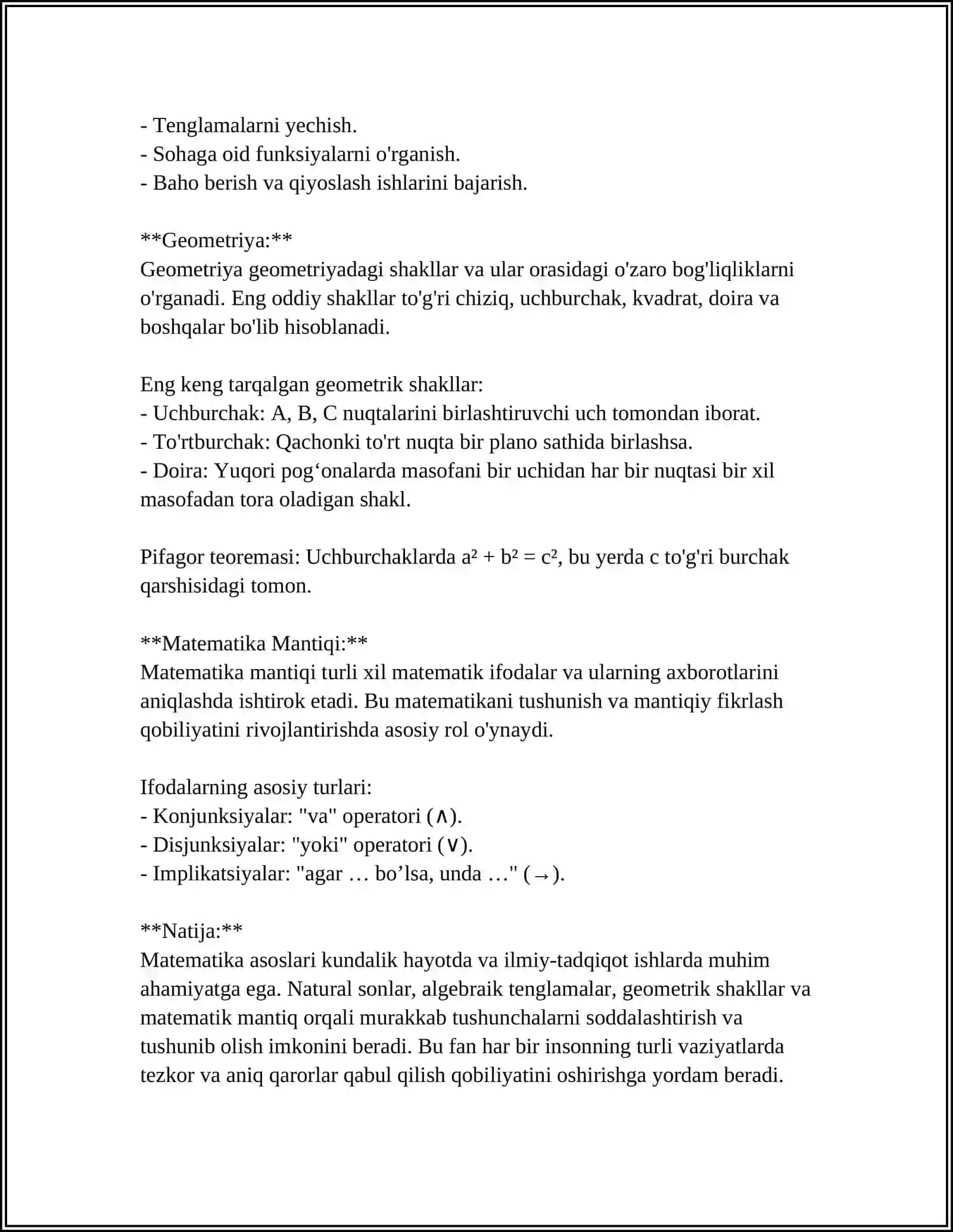 Matematika asoslari 4