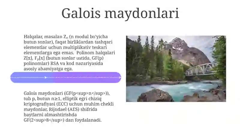 Halqa va maydon tyshunchasi kriptografiya fanidan 4