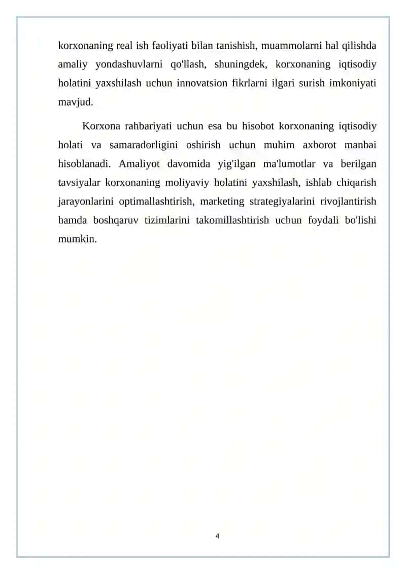 Malakaviy va bitiruv oldi amaliyotini o’tkazish bo’yicha 4