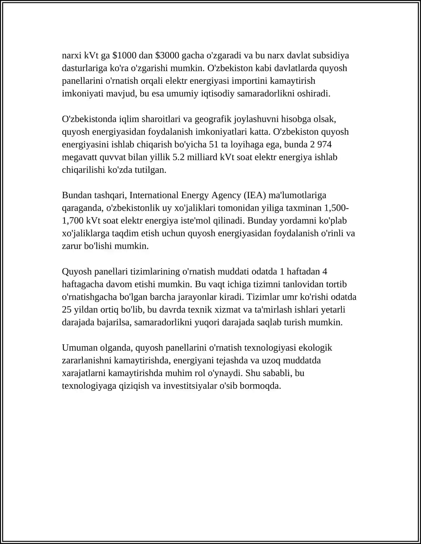 QUYOSH ENERGIYASIDAN SAMARALI FOYDALANISH 4